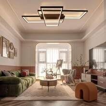 OYAJIA LED Deckenleuchte 90CM, Deckenlampe Wohnzimmer Black, 3000K-6000K Dimmbar Rechteckige Wohnzimmerlampe Aluminium Acryl Schlafzimmer Moderne Lampe Mit Fernbedienung