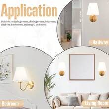 现代 LED 布艺壁灯 | RGB 充电灯泡 | 遥控可调光氛围灯 | 黑色/金色 | 适用于酒店、客厅、卧室、床头柜、餐厅 - 多色 - 查看 4