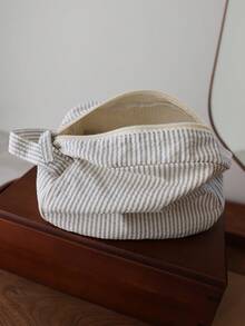 条纹多用途大容量拉链化妆包，男女通用护肤化妆品旅行洗漱用品收纳袋旅行必备品度假暑假返校学校用品袋学校旅行包女士化妆包旅行用品 - 彩色 - 查看 8