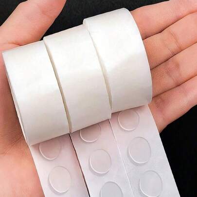 1/3卷ABS气球胶，气球配件，100个/卷双面透明气球胶点，多用途可移除粘性贴纸，适用于气球、工艺品、剪贴簿、派对装饰、办公室和家居、圣诞节、返校季等场合。