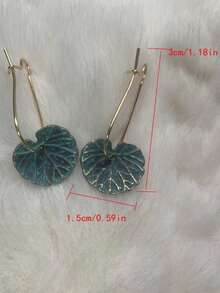 2pcs Vintage-Style Metal Leaf Dangle Earrings, Green Leaf Design, Perfect Gift For Graduation Season, Garden Party, Gathering - Green - View 4