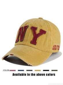 1 pieza Gorra de béisbol desgastada de NY, visera ajustable para exteriores para primavera y otoño, viajes, playa, estilo Y2K para jóvenes