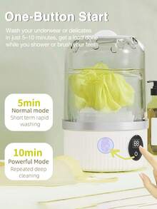 便携式迷你内衣洗衣机，适用于袜子、内衣、女用贴身衣物和婴儿服装的洗衣机，1L 紧凑型精致洗衣机，配备 3000mAh 电池，适合旅行和宿舍使用，5/10 分钟一键式定时器