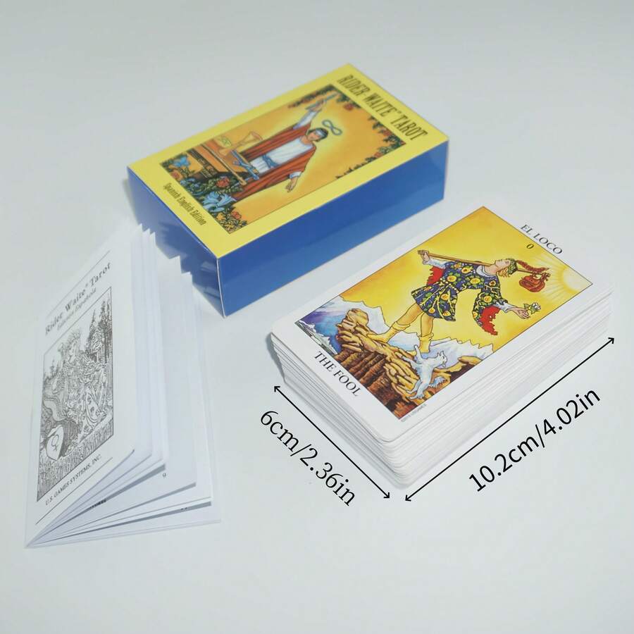 经典的韦特塔罗牌，西班牙语和英语版本，便携尺寸，包含 78 张卡片和一本双语指南，是塔罗牌爱好者、日常阅读、练习和精神探索的理想选择 - 彩色 - 查看 1