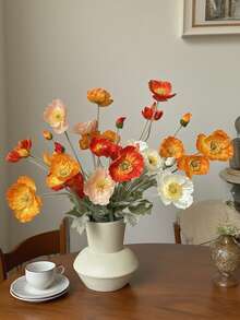 2/6支逼真罂粟花，包含3朵花和1个花苞，简约现代风格，可弯曲成各种形状——适合DIY、家居装饰、花瓶插花、婚礼、派对等场合。高品质植绒材质，触感舒适。四季皆宜。 - 彩色 - 查看 13