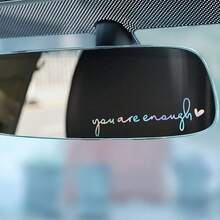 1pcs 'You Are Enough' Vinyl Decals - Self-Adhesive Motivational Quotes For Car Rearview Mirrors, Laptops & Water Bottles - Colorful - View 2
