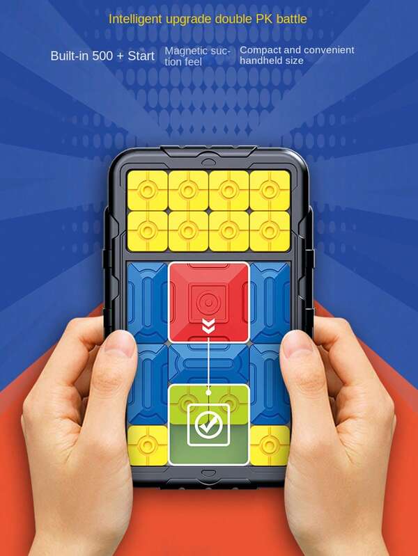 1set Hua Rong Dao Super Slide Games,NEUSNEY Magnetic Slide Puzzle Chinese Checkers Logic Mind Battle Intelligence Children's Educational Toy,Puzzle Games - With 500+ Levels, Electronic Brain Games - Travel Fidget Toys, Brain Teaser Puzzle Fun For All Ages (Accessory Color Random)