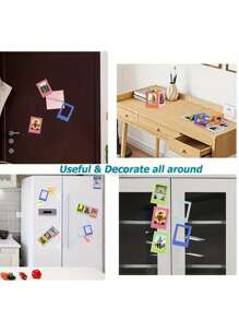 1 szt. wielokolorowa 3-calowa magnetyczna plastikowa ramka na zdjęcia, magnetyczna naklejka na lodówkę, do zdjęć z aparatu natychmiastowego i mini kartek, odpowiednia do spersonalizowanej dekoracji lodówki, prezent dla przyjaciół, na Halloween, Boże Narodzenie