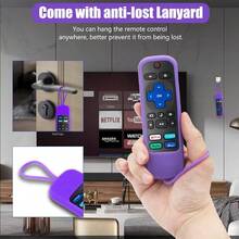 2 Pack Case For Roku Express Streaming Stick Premiere Silicone Remote Cover For  Hisense Roku TV Remote Sleeve Skin Smart TV Remote Control Replacement Cover Case Purple And Rose - 紫色+玫瑰色 - 查看 3