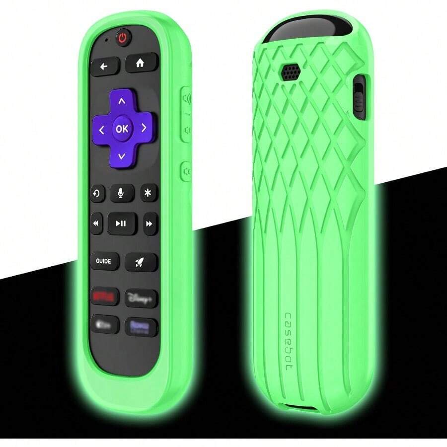 Fintie Protective Case For Roku Voice Remote Pro 2nd Edition CaseBot Lightweight Anti Slip Friendly Shockproof Silicone Remote Cover For Roku Ultra 2024 RCB1R Controller Green Glow - greenglow - View 1