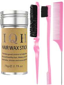Set da 4 pezzi di pettini e cera per capelli, 1 pezzo di barretta di cera per capelli non unta per styling, pomata forte che rende i capelli ordinati e puliti, 1 pezzo di pennello per bordi per mantenere i bordi dei capelli lisci, 1 pezzo di pettine per acconciare i capelli lisci, controllo dei baby hair e domare le doppie punte