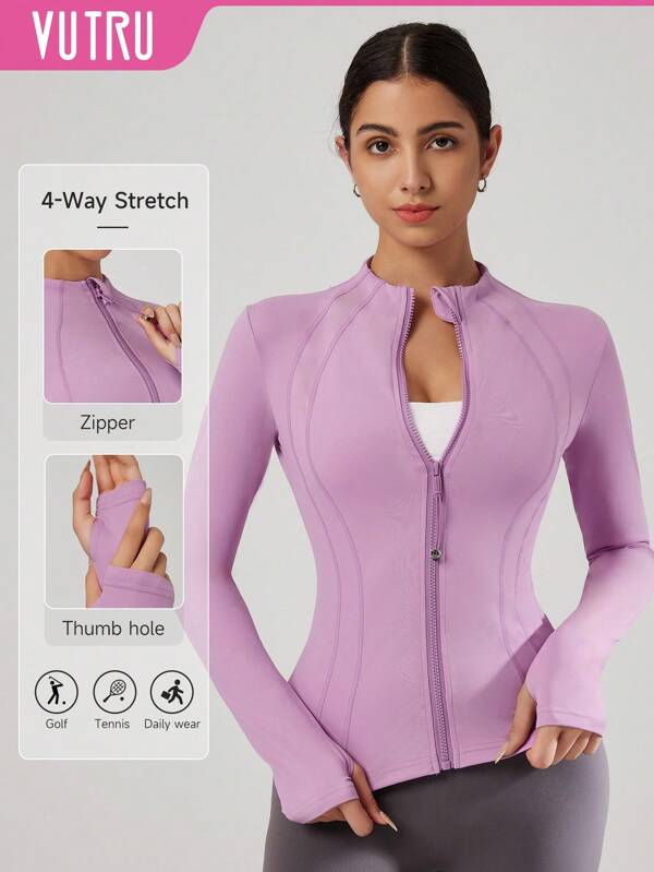 VUTRU VUTRU Women's Fitted Sporty Jacket With Thumb Hole And Stand Collar