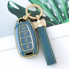 适用于现代汽车钥匙扣的耐用TPU保护套，适用于伊兰特GT、科纳、帕里斯帝、威纽、飞思等车型 - 四键设计，防摔防尘，精致高端钥匙包，女士适用 - 鑰匙圈24 - 查看 6