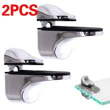2PCS Glass Shelf Support Adjustable Glass Shelf Bracket Polished Chrome Wall - Silver - View 2