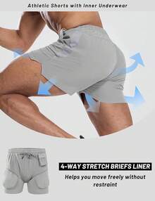 2 Pack Gym Shorts For Men Quick Dry Athletic Shorts With Brief Liner/Pockets For Running Workout Active, 3 Inch Inseam - Dark Grey/Light Grey - View 11