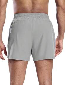 2 Pack Gym Shorts For Men Quick Dry Athletic Shorts With Brief Liner/Pockets For Running Workout Active, 3 Inch Inseam - Dark Grey/Light Grey - View 6