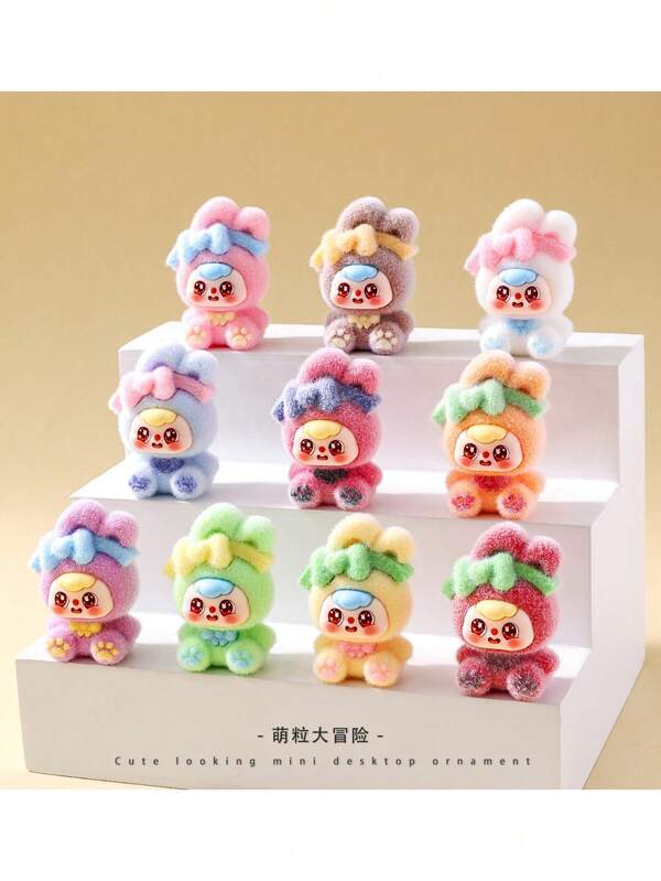 Mini figurita decorativa de conejo estilo Q-Version Meng Li, en forma de peluche relleno para decoración de escritorio, regalo creativo.