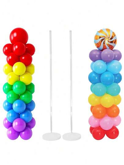1/2set 2m Balloon Column Stand Kit Adjustable Ballon Tower Holder For Christmas Wedding Birthday Party Bride Shower Graduation Celebration Decorations