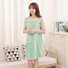 1 pezzo Asciugamano da bagno da donna (Dimensione: 80cm * 135cm, 250g), Accappatoio da spiaggia/spa/bagno, Asciugamano da doccia/fitness, Set asciugamani da donna, Accappatoio in spugna di corallo ultra morbido da donna con taschino a fiocco carino, Vestito asciugamano per la casa, Disponibile in più colori, Indumenti in velluto confortevoli, Asciugamano indossabile