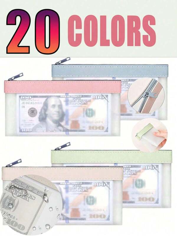 2/4pcs Cash Envelope Money Bag, Zipper Wallet , Transparent Bank Deposit Bag, Bank Bag ,Cash Bag Bag, For Collectors Transparent Pencil ,Case With Zipper Cosmetics Storage Bag ,Can Be Used For Cash School Supplies Cosmetics ,And Travel For Women Wallet, Mini Wallet ,Purse Wallet ,Coin Wallet