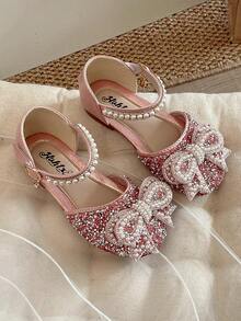 2025春季新款儿童水晶公主鞋，女童软底时尚礼服鞋 - 粉色 - 查看 4