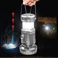Portable Solar Lantern Fan USB Rechargeable LED Camping And Emergency Lamp - Silver - View 8