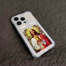 Funda para teléfono con diseño de tarjeta de Jesús, compatible con phone 16 Plus, 13 Pro Max, 12, 11, 15 y 14 (modelos femeninos), silicona suave, protección anticaídas, estilo influencer, adorable y protectora - Blanco - Ver 4