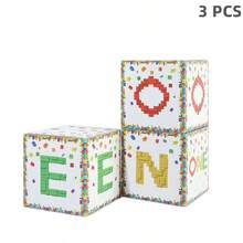 适合女孩或男孩的第一个生日装饰，3 个 ONE 气球盒，适合 1 岁女孩生日装饰，婴儿立方体积木派对装饰，带有一个字母