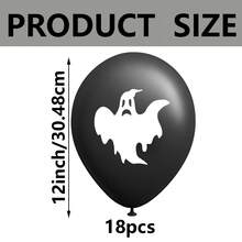 18pcs Ghost Pattern Balloon, 12inch Black Latex Balloons, For Halloween Decorations, Various Festival Photo Background Decorations, House Party Indoor And Outdoor Decoration, House Party Decorations, Graduation Ceremony, Events And Celebrations