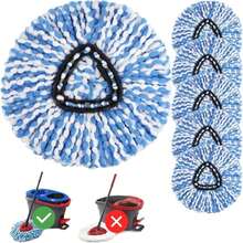 Kimmkco 6 Pack Spin Mop Head Replacement For O Cedar RinseClean Spin Mop Refill, Mop Replace Head For Only 2-Tank System, Fluffy Microfiber, Machine Washable - 6pcs 2-Tank Mop Blue - 查看 1