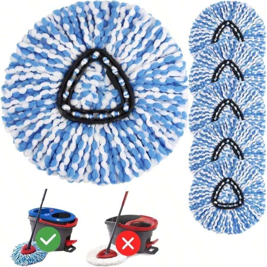 Kimmkco 6 Pack Spin Mop Head Replacement For O Cedar RinseClean Spin Mop Refill, Mop Replace Head For Only 2-Tank System, Fluffy Microfiber, Machine Washable - 6pcs 2-Tank Mop Blue - 查看 1