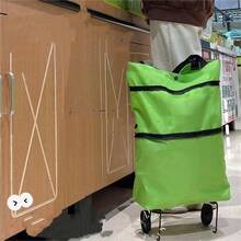 Foldable Wheeled Grocery Cart, Portable Waterproof Shopping Tote Bag