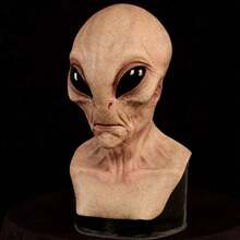 1pc Alien Face Mask, Horror Decoration Latex Headpiece, UFO Latex Prop, Alien Latex Mask, Alien UFO Horror Face Mask Headpiece, Latex Headpiece Party Prank Mask - Multicolor - View 10