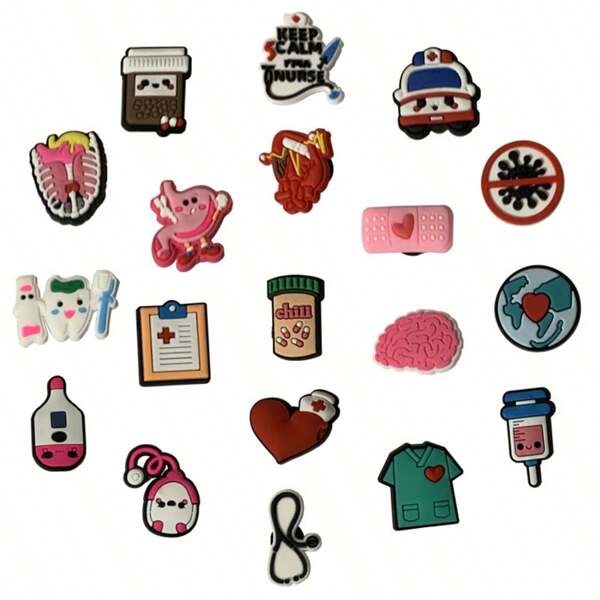 30 Pieces Medical Series Cartoon Decoration Charms, Medical Cartoon Series Shoe Charms For Boy Girl Teens Men Women And Adults