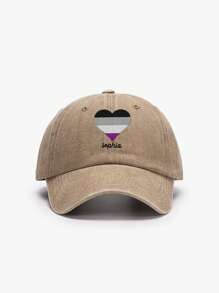 1pc Rainbow Heart Embroidered Cotton Washed Baseball Cap, Casual Sun Hat, Couple Cap, Customizable Logo/Text, Multi-Color Options, Personalized Design, Suitable For Various Occasions And Gifts, Fashion & Versatile