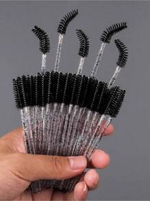 100pcs Disposable Mascara Wands, Professional Eye Makeup - Pink & Black Nylon Bristles, Slim Handle Lash & Brow Brush, For Eyelash Extensions, Lash Extension Tools, Mascara Wand Replacement Brushes, Fashionable Design, Durable Structure - Black - View 9