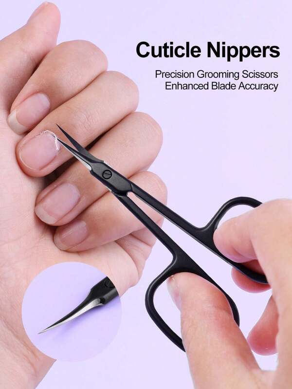 Misspenny Tijeras de cutículas profesionales Misspenny Extra Finas para mujeres y hombres, tijeras de aseo con punta curva precisa y puntiaguda mejoradas para recortar cejas, pestañas, uñas y piel seca (Negro), Suministros para uñas, Herramientas para uñas, Herramientas de arte para uñas, Vuelta al colegio, Uñas, Herramientas para uñas postizas, Herramientas de manicura y pedicura