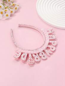 1 faixa de cabeça de plástico com glitter e letra "Aniversariante" com tule para meninas, efeito que brilha no escuro, adequada para festas de aniversário