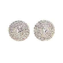 1 Pair Fashionable New Round Crystal Earrings For Women, Versatile For Daily Casual Wear
