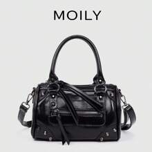 Vintage Punk Mechanical Style Large Capacity Office PU Leather Women Handbag, Shoulder & Underarm Bag, New Arrival Tote Bags For Woman , Vintage Bag , Goth , Office - Black - View 10