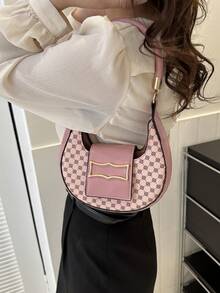 1 件复古撞色几何图案迷你斜挎包，适合女性日常使用、约会礼物