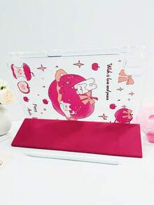 1pc Transparent Acrylic Backshell With Printed Apple Cat Colorful Painting Tri-Fold Watermelon Red Tablet Case, Built-In Pen Slot, High Transparency Acrylic Backshell Anti-Bend Anti-Scratch Anti-Drop, Magnetic Sleep/Wake, Compatible With IPad Mini6/Mini7/Air1/Air2/9.7/10.2/10.5/Air4/Air5/10.9/Pro11-In.(M2)-2024/IPad Pro 11-In.(M4)-2024/IPad Air 11-Inch (M3) 2025/IPad (A16) 11 Inch 11th Generation 2025, Product Does Not Include Pen, Some Models Come With Lens Frame - Watermelon Red - View 9