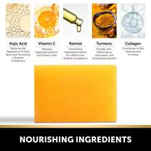 3 Pcs Kojic Acid Dark Spot Remover Soap Bars With Vitamin C, Retinol, Collagen, Turmeric - Original Japanese Complex Infused With Hyaluronic Acid, Vitamin E, Shea Butter, Castile Olive Oil - 黃色 - 查看 6