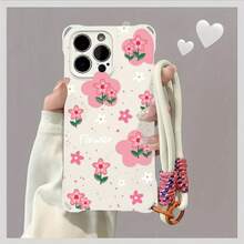 Funda para teléfono 1 pieza Una elegante correa para el hombro tipo bandolera, patrón Correa para el hombro tipo bandolera Correa de mano anticaída de cuatro esquinas Funda protectora para teléfono móvil Puede colgarse hacia atrás Funda para teléfono móvil suave adecuada para la serie 12 13 14 15 16 Pro Pro Plus - - Colores mixtos 1 - Ver 3