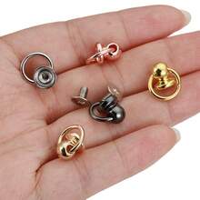 50颗8毫米耐用锌合金螺纹圆头铆钉套装，带拉环 - 非常适合DIY人造革工艺品、腰带、钱包、手提包和手机壳 - 易于安装的套装，人造革铆钉，旋转环手机壳娃娃挂耳钉DIY珠宝配件，返校艺术项目