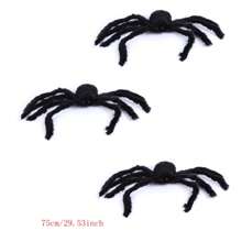 1/3 件 30 厘米/50 厘米/75 厘米万圣节蜘蛛装饰道具，逼真的毛绒蜘蛛装饰，适合万圣节、亡灵节、派对、花园