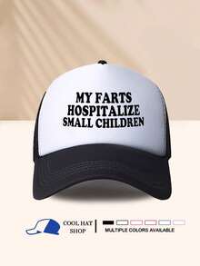 酷炫复古风格棒球帽，弧形帽檐，Farts 字母印花破洞卡车司机帽，男女通用棒球帽，适合休闲户外运动，遮阳 - 海綿帽 - 查看 8