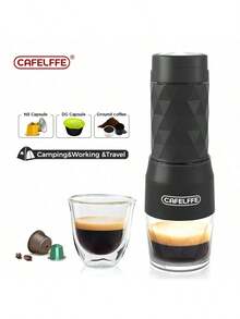 CAFELFFE Classic Portable Espresso Maker, 3 In1 Travel Coffee Maker,Compatible Capsules And Ground Coffee,Manual Espresso Machine,Hand Press Coffee Maker For Kitchen Travel,Camping,Hiking