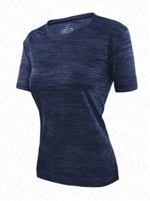 1件女士速干T恤冰丝圆领短袖弹力吸汗速干运动衫适合女性健身训练