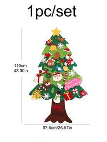 1 Set Christmas Felt Tree Hanging Decor DIY Paste Pattern Scene Background Wall Party Decoration